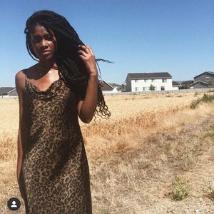 Zara leopard print satin slip Dress Small